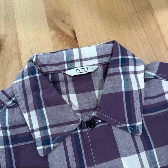 AYR The Captain Shirt Madras Purple Rain Button up Front Pockets Plaid size XS - Picture 3 of 6